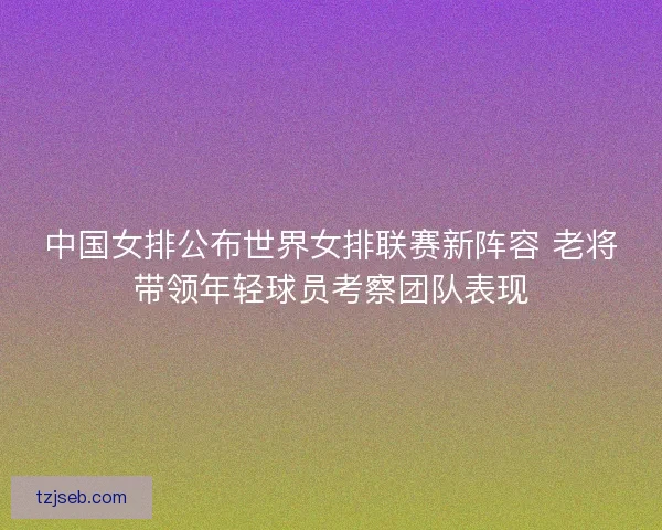 中国女排公布世界女排联赛新阵容 老将带领年轻球员考察团队表现
