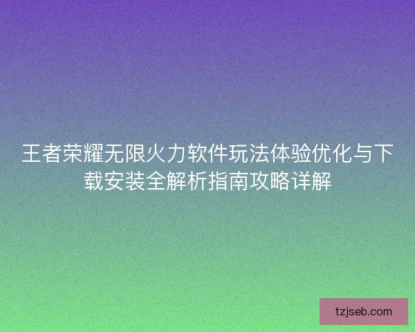 王者荣耀无限火力软件玩法体验优化与下载安装全解析指南攻略详解